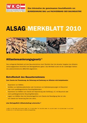 NEU: ALSAG-Merkblatt 2010