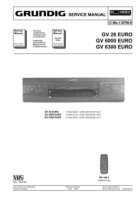 Grundig Kit Courroies Pour Magnétoscope Grundig GV-6096 