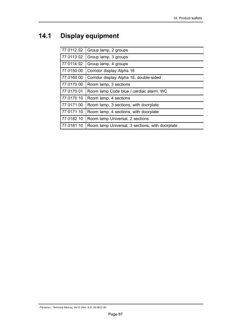 Flamenco Technical Manual Revision 6.0 - Tunstall.de