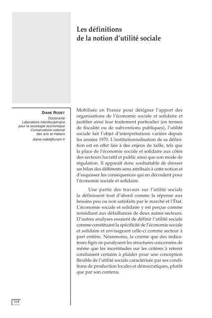 Les définitions de la notion d'utilité sociale - CIRIEC