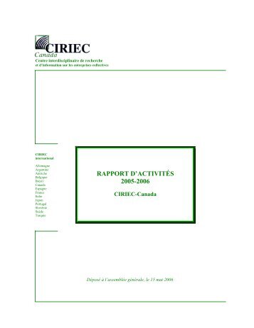 RAPPORT D'ACTIVITÉS 2005-2006 - CIRIEC - UQAM