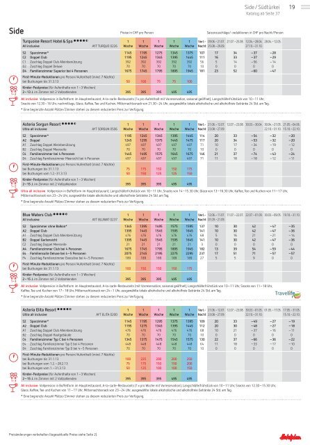 Preisliste - Hotelplan