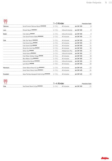 Preisliste - Hotelplan