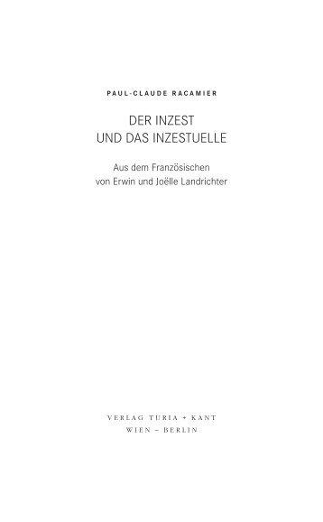 DER INZEST UND DAS INZESTUELLE - Turia + Kant