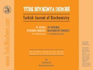 24. Ulusal Biyokimya Kongresi - TÃ¼rk Biyokimya Dergisi