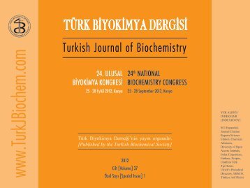 24. Ulusal Biyokimya Kongresi - TÃ¼rk Biyokimya Dergisi