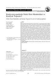 Kardiyomiyopatilerde Nitrik Oksit Metabolitleri ve Kardiyak Troponin I