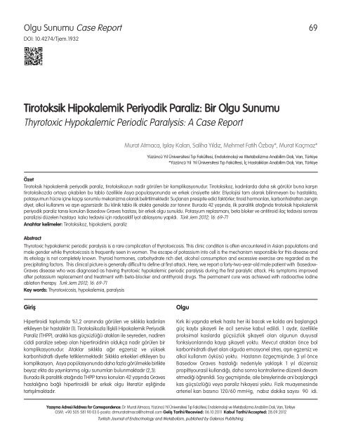 Pdf - Turkish Journal of Endocrinology and Metabolism