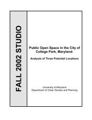 Public Open Space in the City of College Park, Maryland: