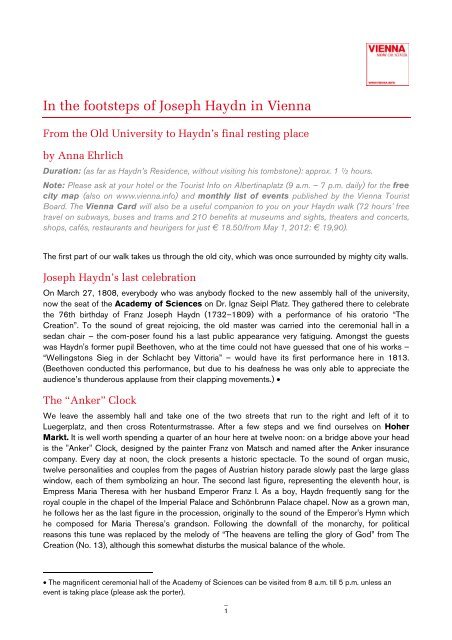 In the footsteps of Joseph Haydn in Vienna