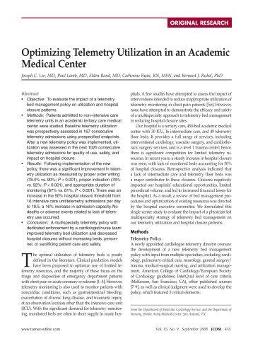 Optimizing Telemetry Utilization in an Academic ... - Turner White