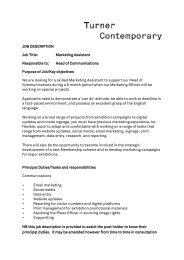 Marketing Assistant job vacancy - Turner Contemporary