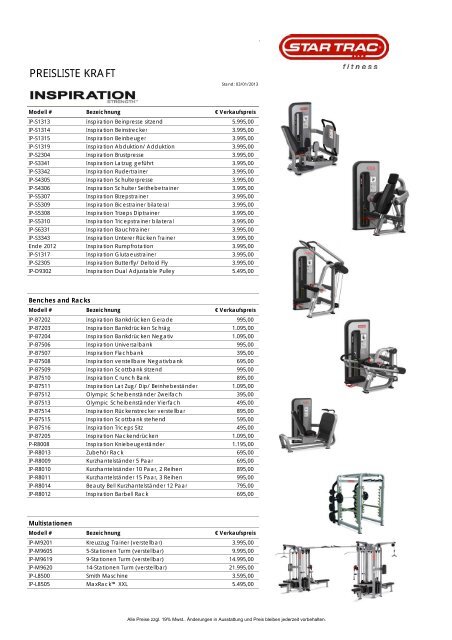 Preisliste Star Trac - Das ist Turnfest