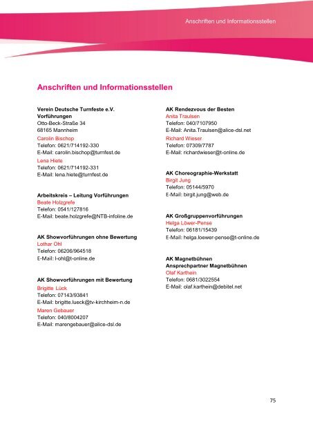 Anschriften und Informationsstellen - Das ist Turnfest