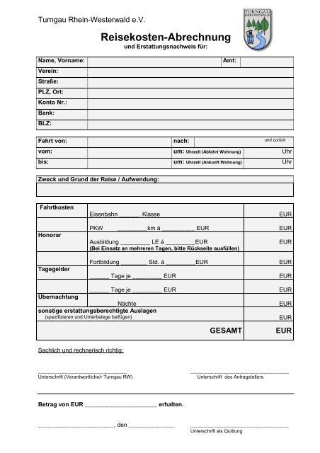 Auslagen - Abrechnungsformular fÃ¼r den TGRW PDF-Datei