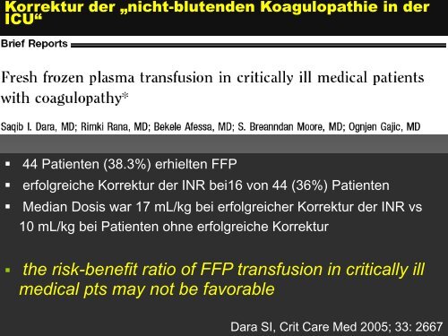 Gerinnungsprobleme im klinischen Alltag - TurnusDoc