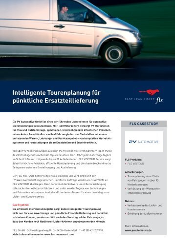 Intelligente Tourenplanung für pünktliche Ersatzteillieferung - FLS CASE STUDIES | PV AUTOMOTIVE