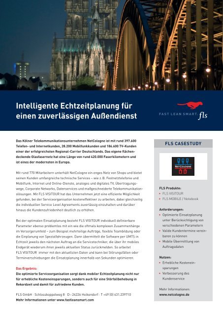 Intelligente Echtzeitplanung für einen zuverlässigen Außendienst - FLS CASE STUDIES | NETCOLOGNE