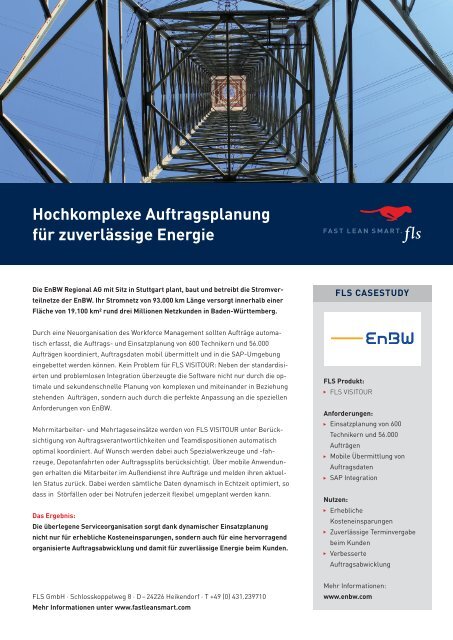 Hochkomplexe Auftragsplanung für zuverlässige Energie - FLS CASE STUDIES | ENBW