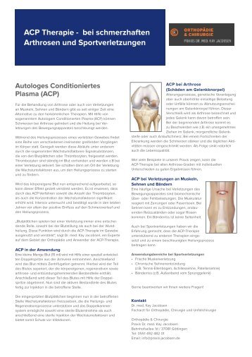 ACP Therapie - bei schmerzhaften Arthrosen und Sportverletzungen