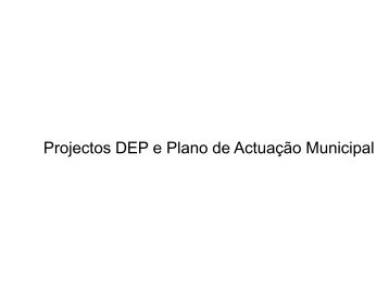 Projectos DEP e Plano de Actuação Municipal