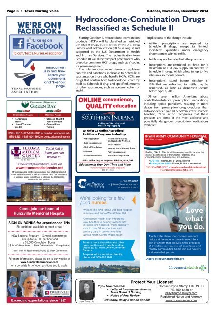 Texas Nursing Voice - October 2014