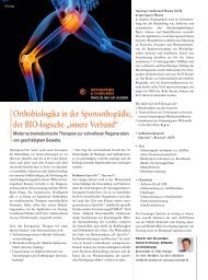 Orthobiologika in der Sportorthopädie, der BIO-logische „innere Verband“