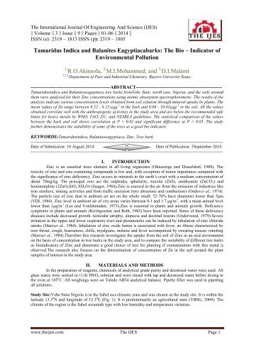 Tamaridus Indica and Balanites Eagyptiacabarks: The Bio – Indicator of Environmental Pollution
