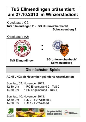 TuS Ellmendingen präsentiert am 27.10.2013 im Winzerstadion: