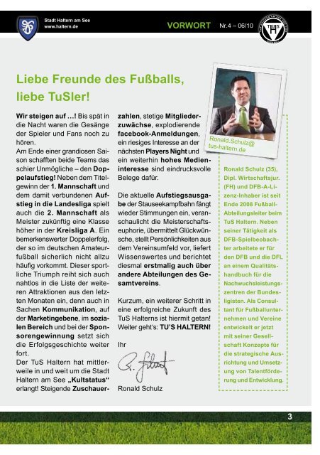 Stadionzeitung der TuS Haltern FuÃballabteilung - TuS Haltern am ...