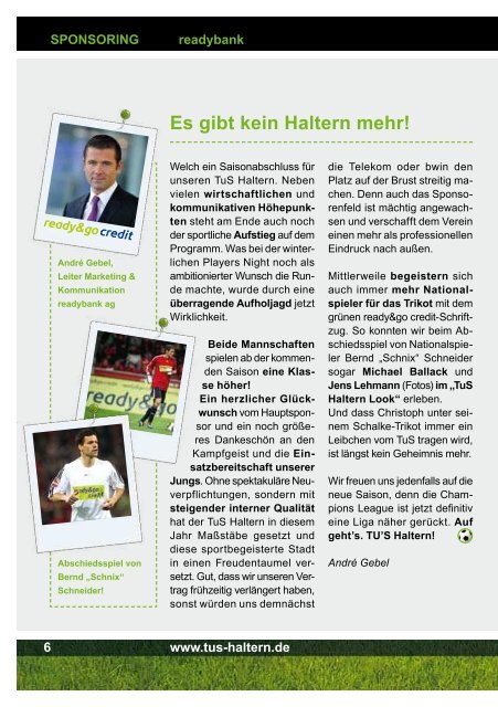 Stadionzeitung der TuS Haltern FuÃballabteilung - TuS Haltern am ...