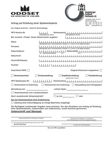 Antrag auf Erteilung einer Spielerlaubnis - Hamburger Fußball ...