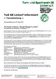 TuS 08 Lintorf informiert > Tanzabteilung - TUS 08 Lintorf e.V.