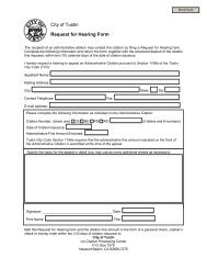 City of Tustin Request for Hearing Form