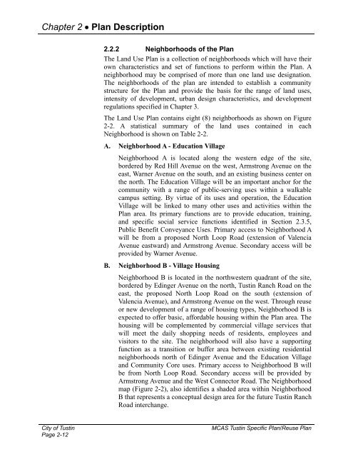 Plan Description - City of Tustin