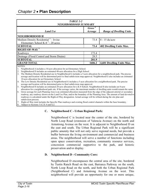 Plan Description - City of Tustin