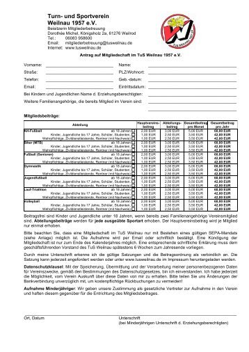 Mitgliedsantrag SEPA Vorlage fÃ¼r PDF - TuS Weilnau 1957 eV