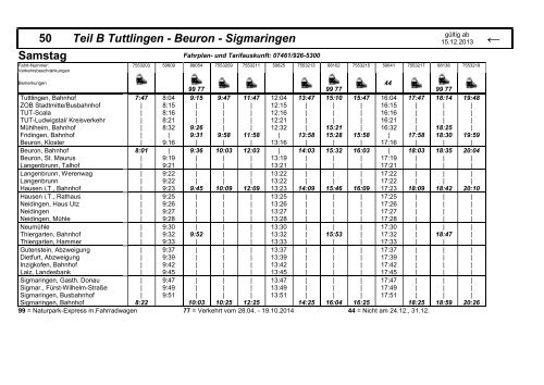 50 Teil B Tuttlingen - Beuron - Sigmaringen Montag bis ... - TUTicket