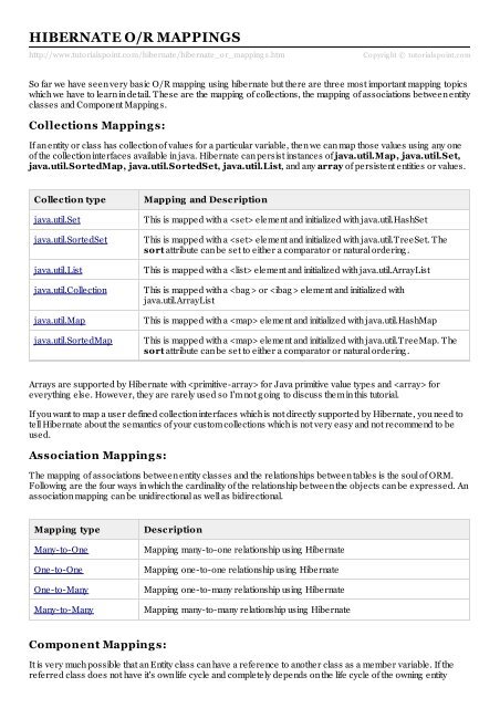 Types of mapping store in hibernate
