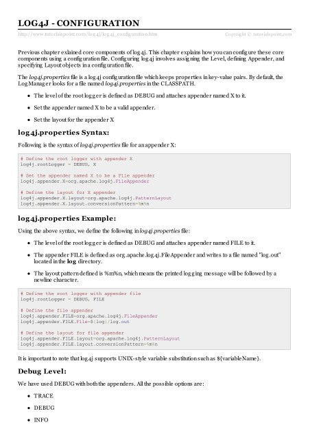 log4j| log4j Configuration| log4j.properties Files ... - Tutorials Point