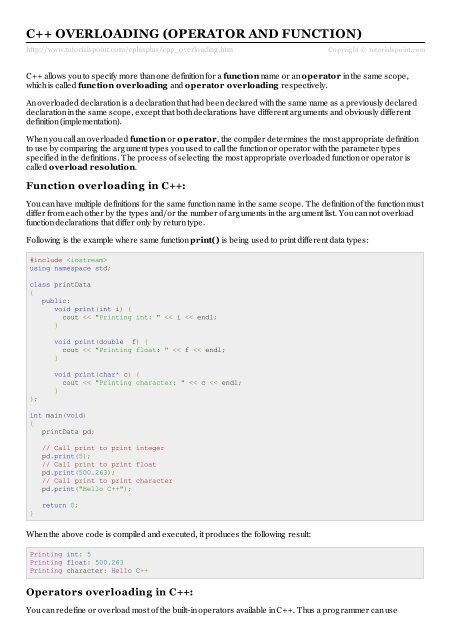 C++ Operator Overloading