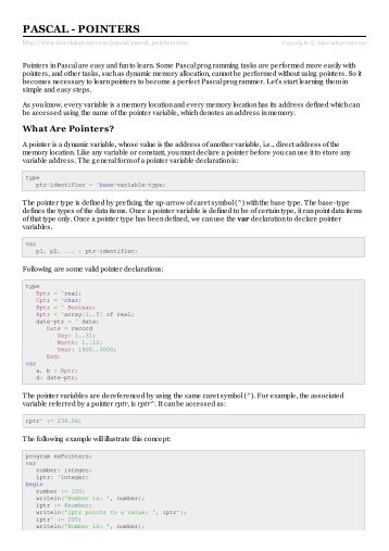 Pascal Pointers - Tutorials Point