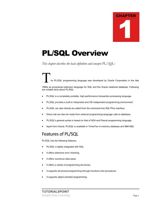 download pl/sql tutorial (pdf - Tutorials Point
