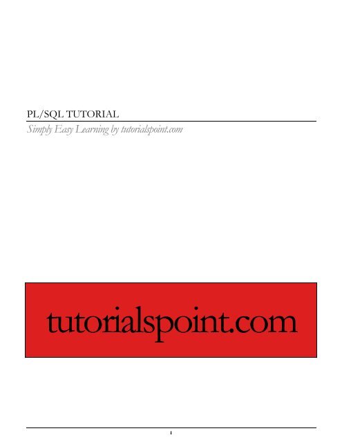 download pl/sql tutorial (pdf - Tutorials Point