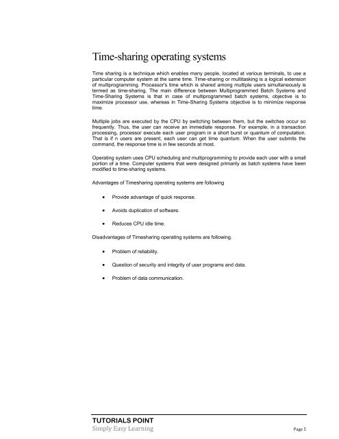 Download Operating System Tutorial (PDF Version) - Tutorials Point