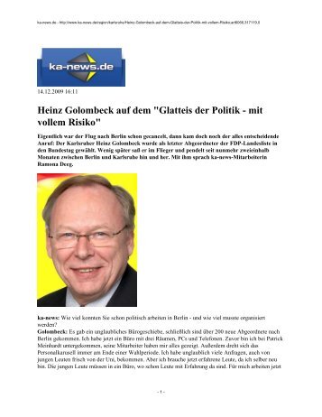 Heinz Golombeck auf dem - FDP Karlsruhe