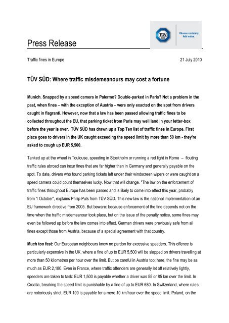 Press Release - TÃV SÃD UK