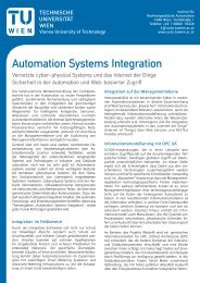 Automation Systems Integration - Technische Universität Wien