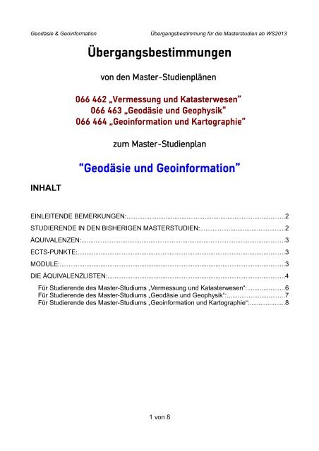 Masterstudium GeodÃ¤sie und Geoinformation - Technische ...