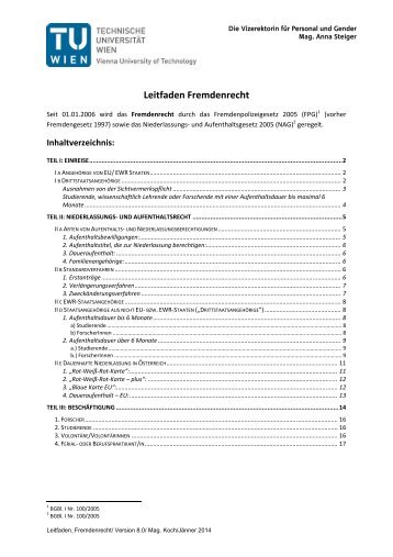 Leitfaden Fremdenrecht - Technische Universität Wien